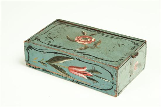 DECORATED SLIDE-LID BOX.  American