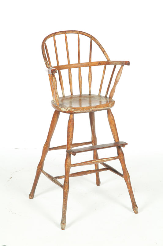 CHILDS SACK-BACK WINDSOR HIGH CHAIR.