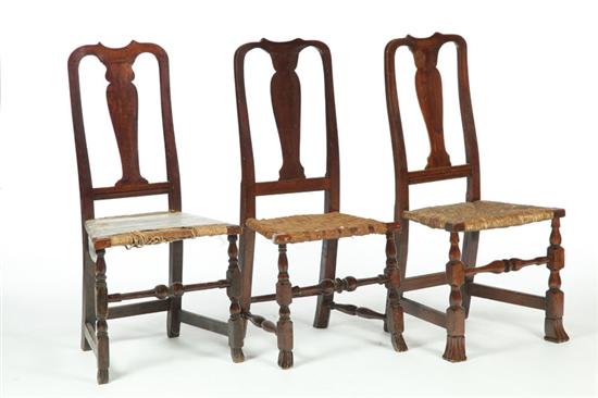 THREE COUNTRY QUEEN ANNE SIDE CHAIRS  122abd