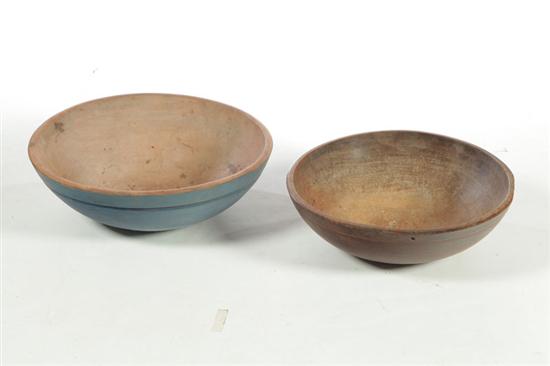 TWO WOODEN BOWLS.  American  mid