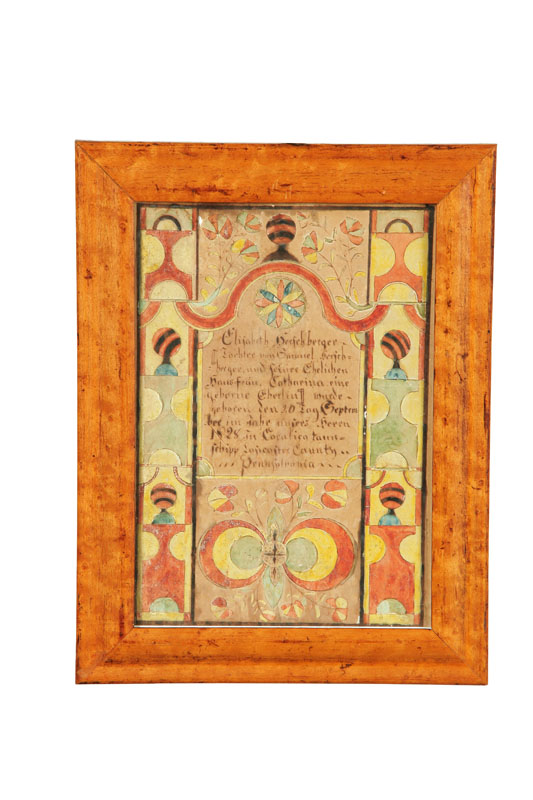 FRAKTUR ATTRIBUTED TO SAMUEL BENTZ 122b41