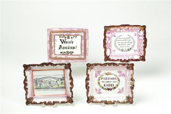 FOUR PINK LUSTER PLAQUES.  England