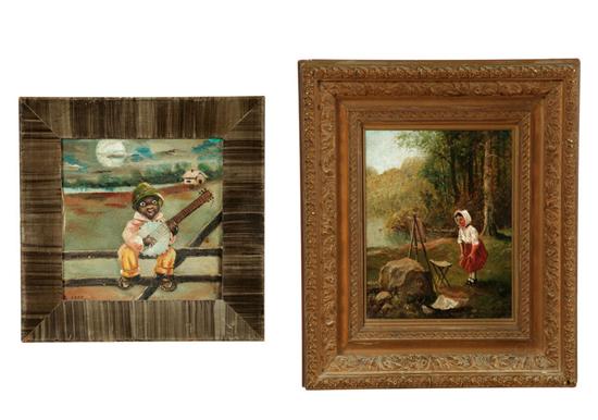 TWO PAINTINGS OF CHILDREN AND A 122b58