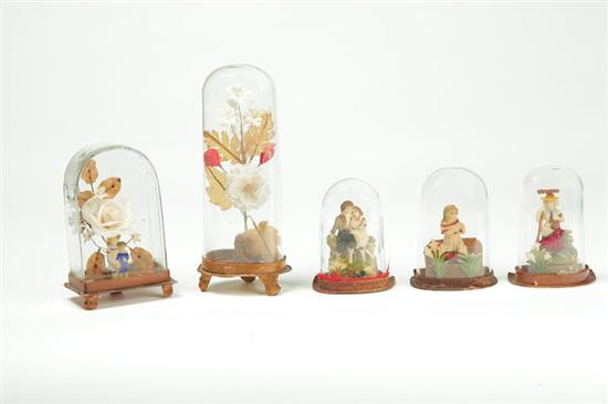 FIVE DOMED VICTORIAN VALENTINES.  European