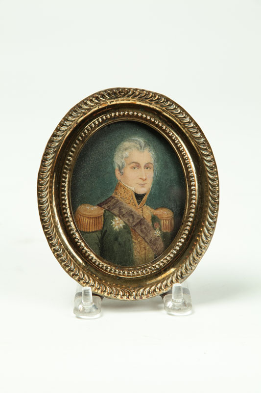 MINIATURE ON PAPER OF MILITARY OFFICER.