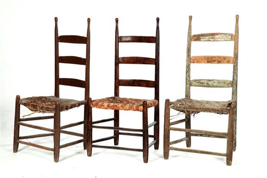 SET OF THREE LADDBERBACK CHAIRS.