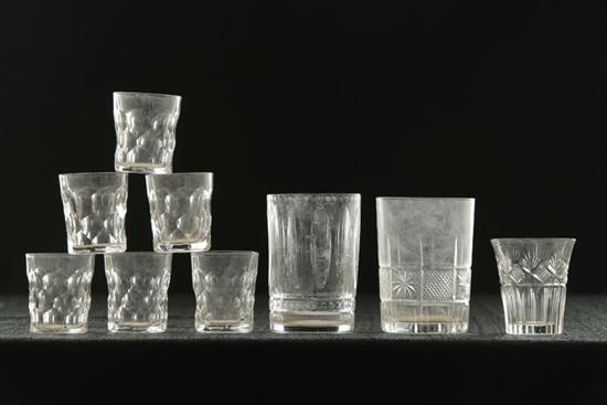 NINE VARIOUS CUT TUMBLERS AND TASTERS.