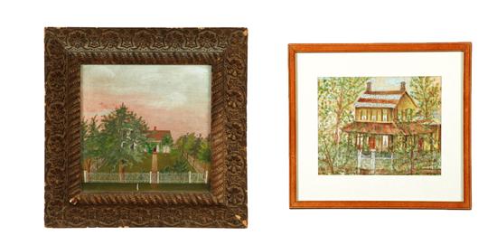 TWO PAINTINGS OF HOUSES (AMERICAN