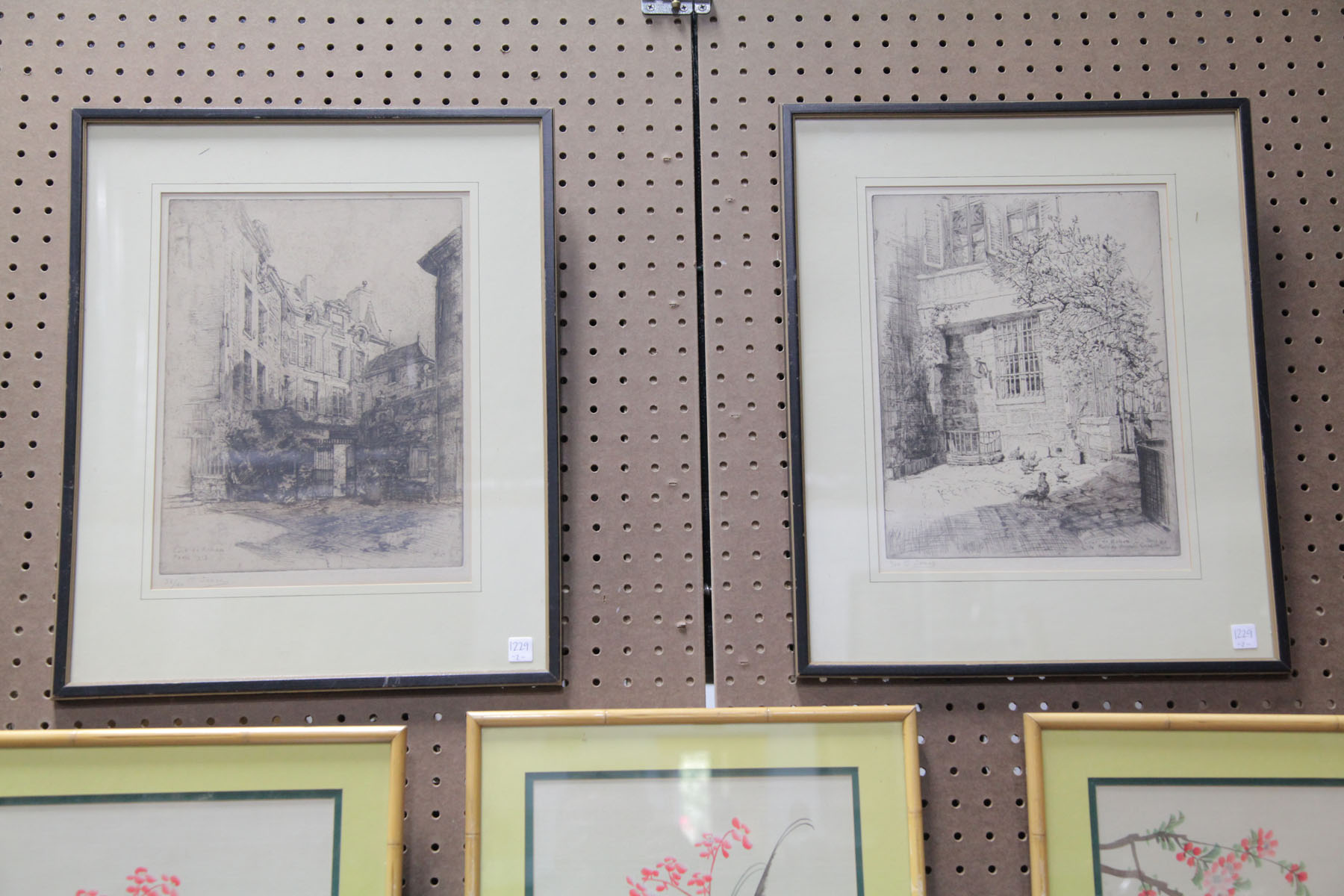 TWO FRAMED ETCHINGS.  French  first
