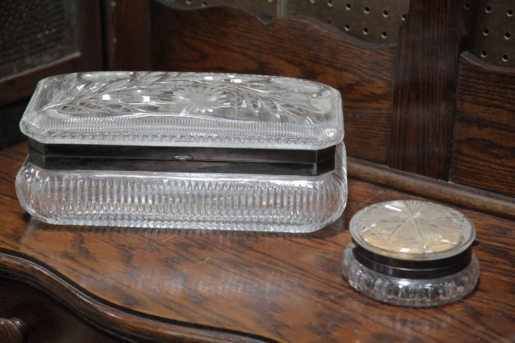 TWO CUT GLASS BOXES.  American  late
