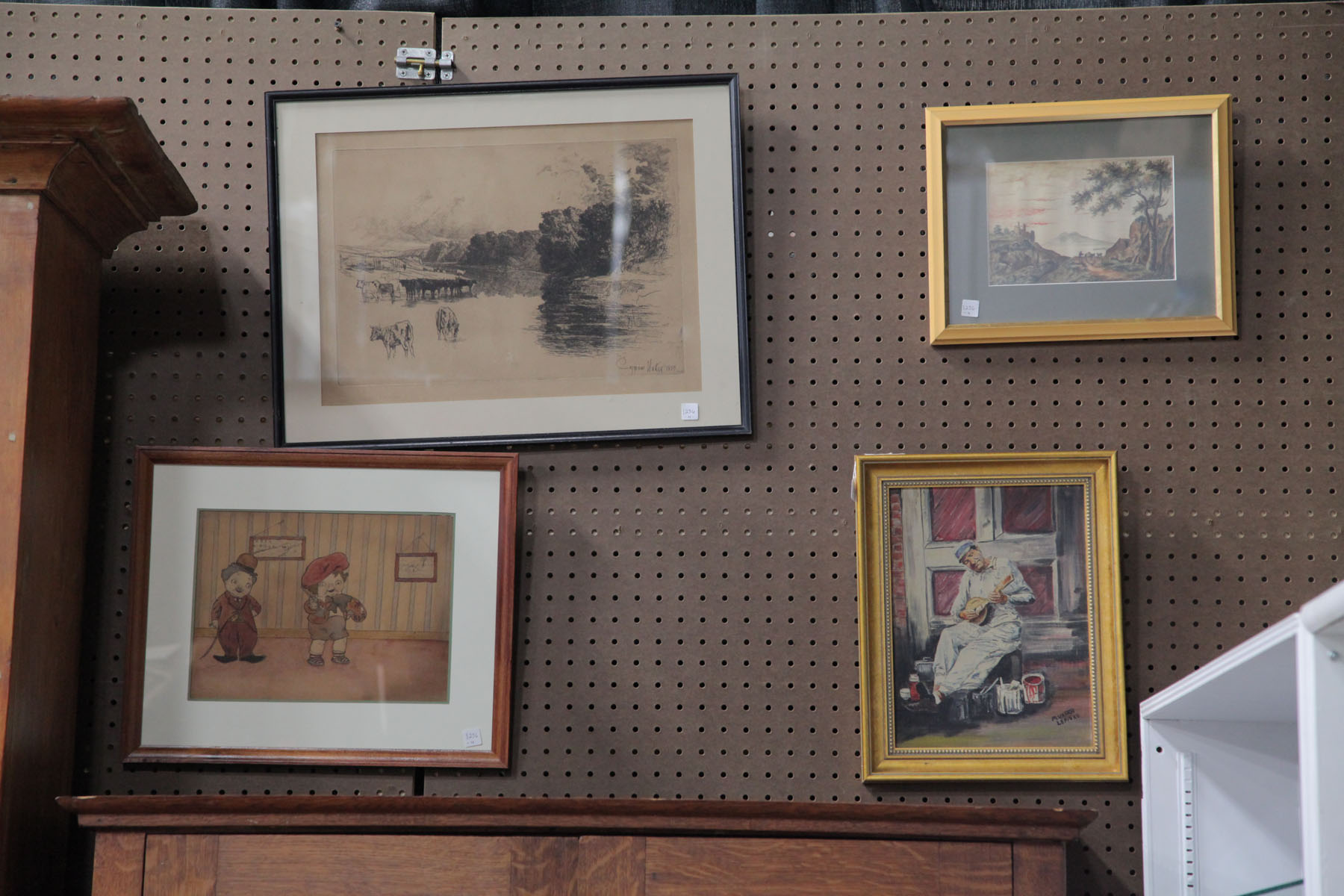 FOUR FRAMED ITEMS.  American  late