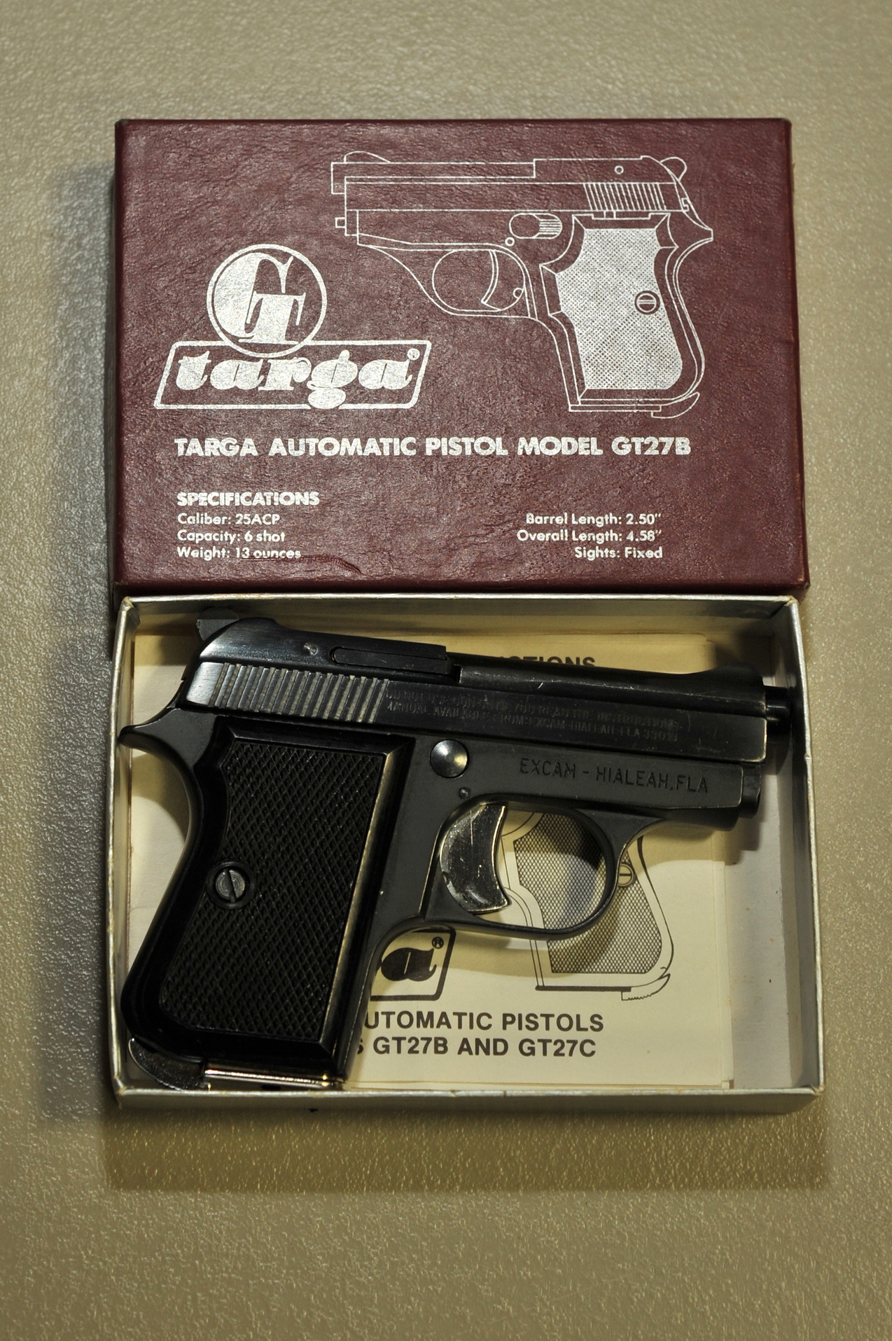 TARGA PISTOL.  Italian made 25 caliber