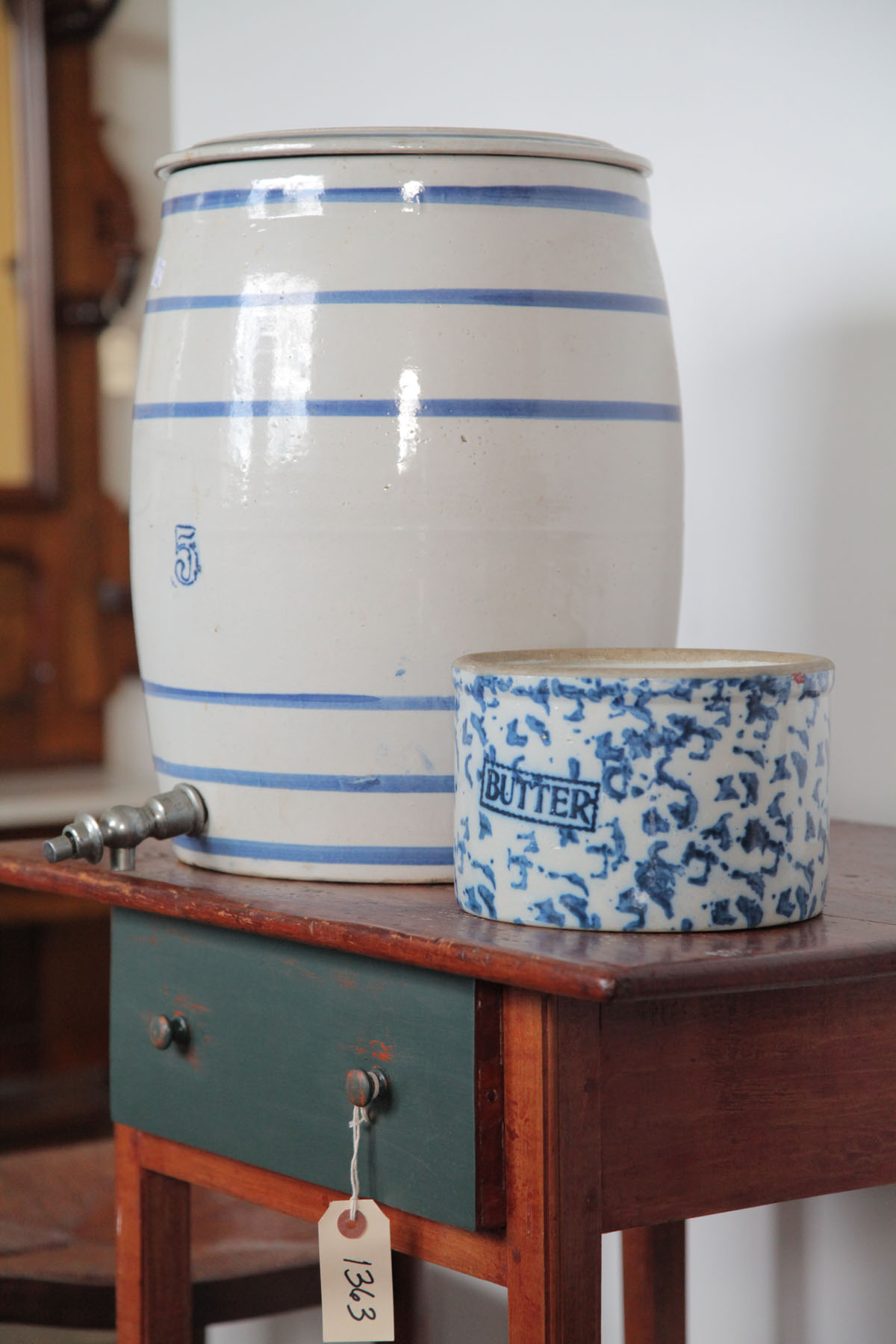 STONEWARE WATER COOLER AND CROCK.
