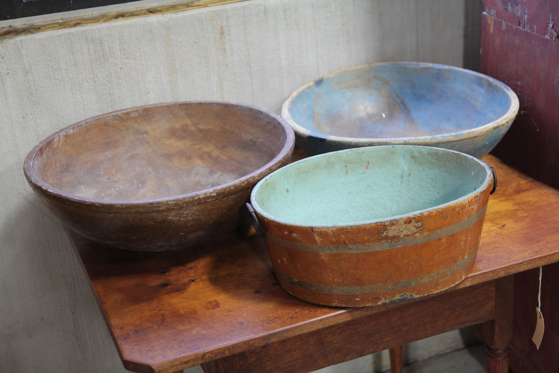 THREE WOODEN BOWLS.  American and