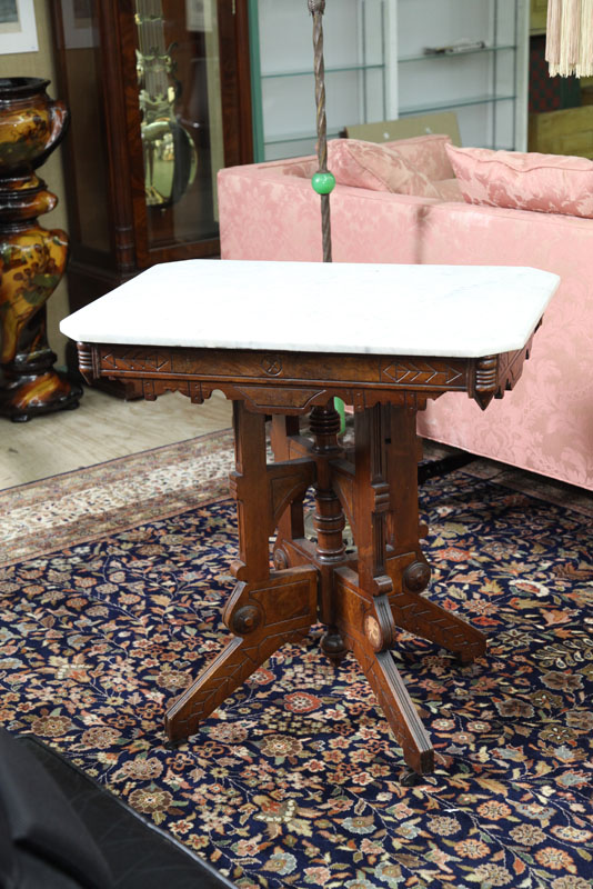 VICTORIAN MARBLE TOP TABLE. White