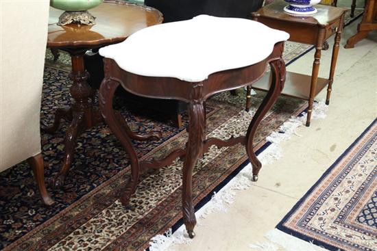 VICTORIAN MARBLE TOP TABLE. White turtle