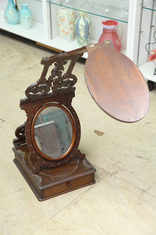 VICTORIAN DRESSER MIRROR. Walnut having