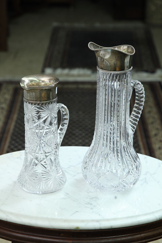 TWO CUT GLASS PITCHERS Both with 122f74