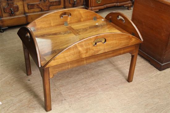 COFFEE TABLE. Mahogany with drop down