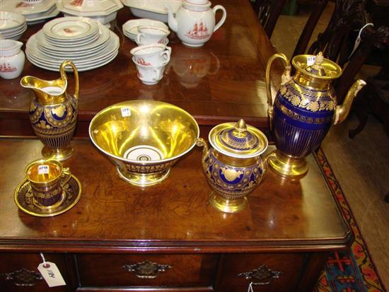 FIVE PIECE PORCELAIN TEA SET. All with