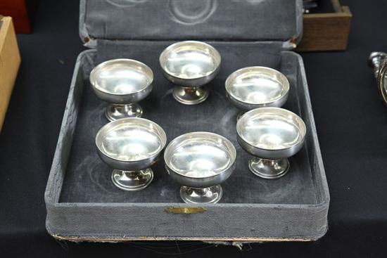 SIX STERLING SILVER SHERBERTS.