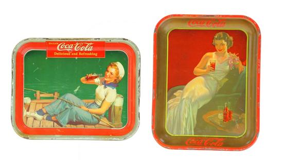 TWO COCA COLA SERVING TRAYS. Both