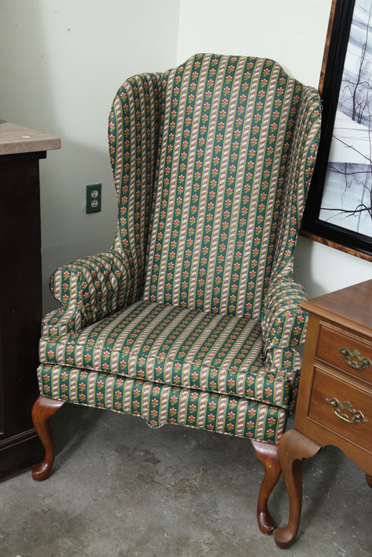 WINGBACK CHAIR. Alternating green