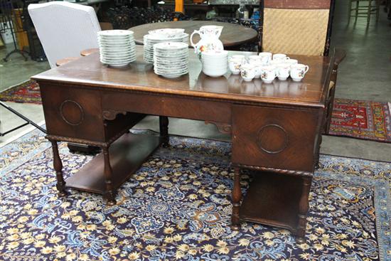 PARTNERS DESK. Oak with central drawers