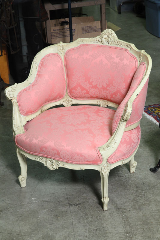 VICTORIAN ARMCHAIR. Carved and painted