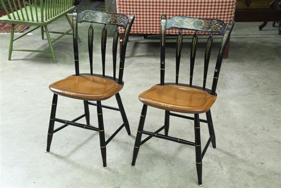 SIX HITCHCOCK CHAIRS. Black painted