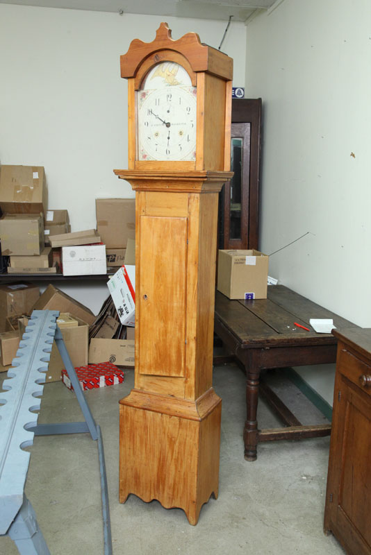 TALL CASE CLOCK. Paint decorated dial