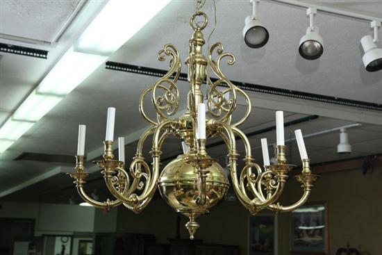 BRASS CHANDELIER. Large contemporary