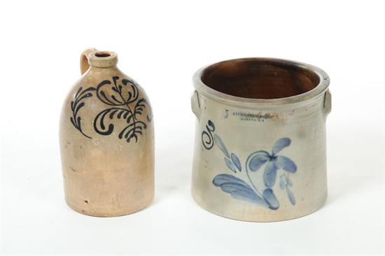 TWO PIECES OF STONEWARE.  American