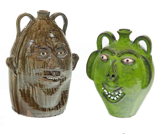 TWO GROTESQUE JUGS.  American  20th