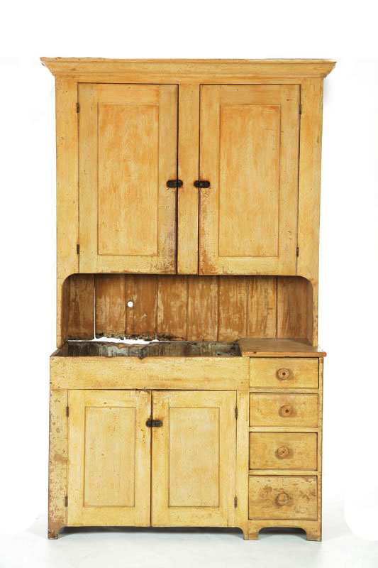 PAINTED DRY SINK CUPBOARD.  American