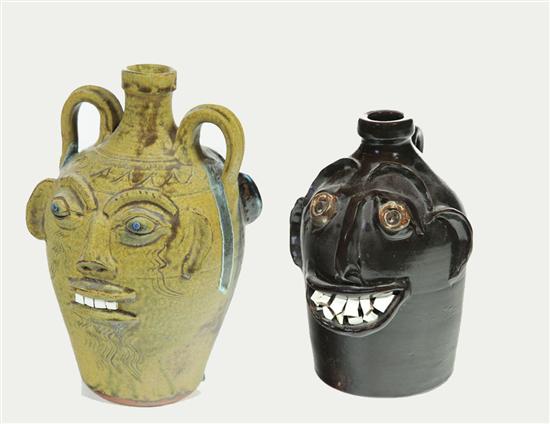 TWO GROTESQUE JUGS.  American 