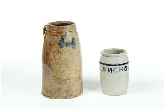 TWO STONEWARE JARS.  American  2nd half-19th