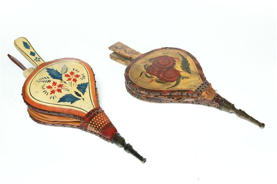 TWO DECORATED BELLOWS.  American
