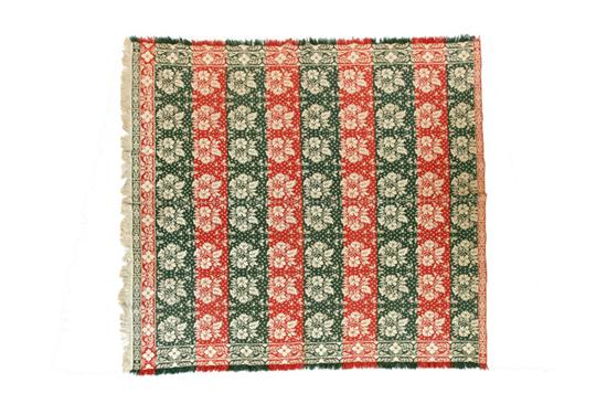 JACQUARD COVERLET.  American  1830-1860