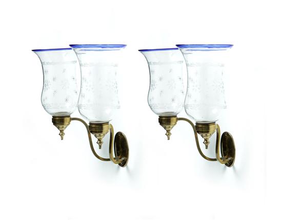 PAIR OF WALL SCONCES WITH HURRICANE 123381