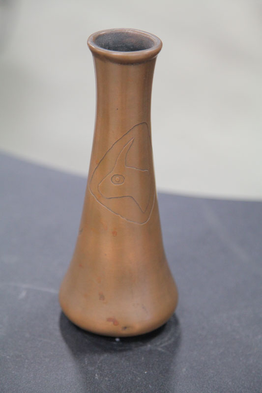 CLEWELL POTTERY VASE Copper clad 1233e7