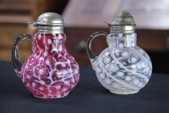 TWO ART GLASS SYRUPS. White Coin