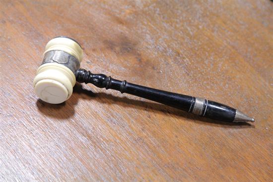 ODD FELLOWS GAVEL. Black wooden