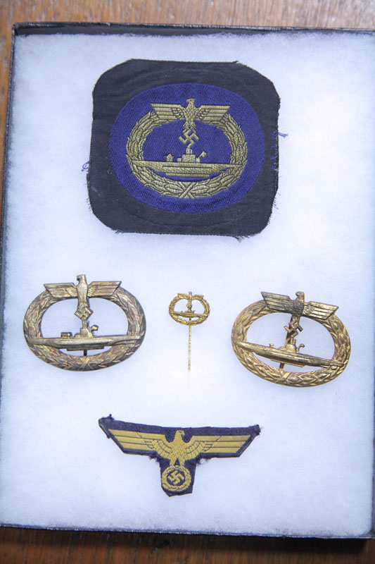 FIVE NAZI NAVAL ITEMS. Two U-Boat badges.