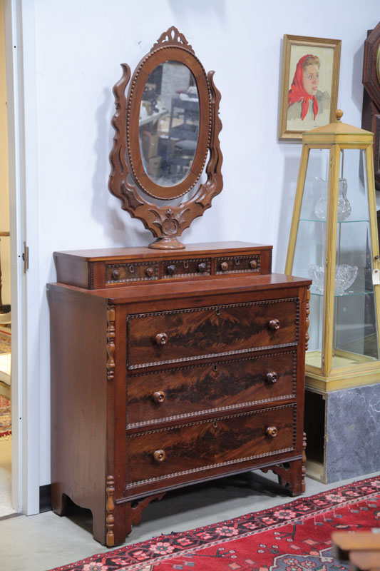 CHEST OF DRAWERS WITH MIRROR. Cherry