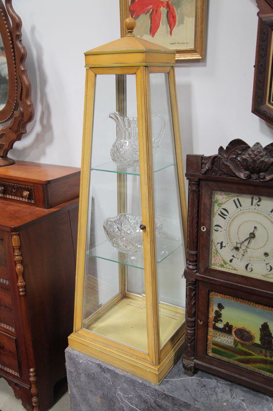 PAIR OF DISPLAY CASES. Yellow painted