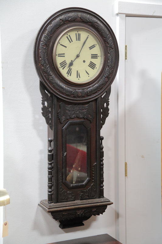 WALL CLOCK. Time/strike clock with tin