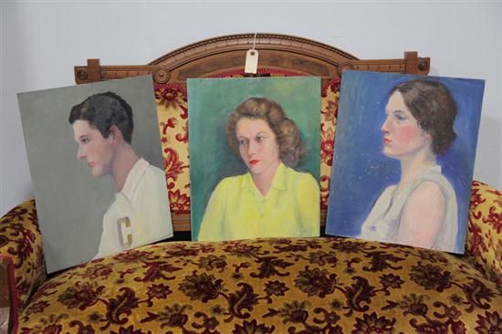 THREE PORTRAIT PAINTINGS BY DORA 1234cb