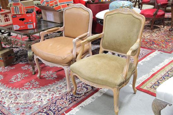 TWO SIMILAR ARMCHAIRS. Both with