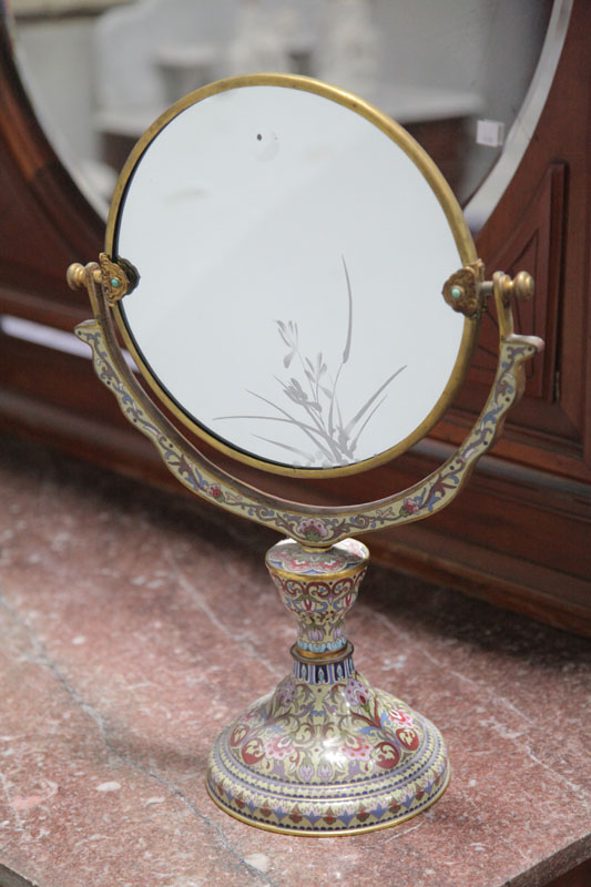 CLOISONNE DRESSING MIRROR. Chinese